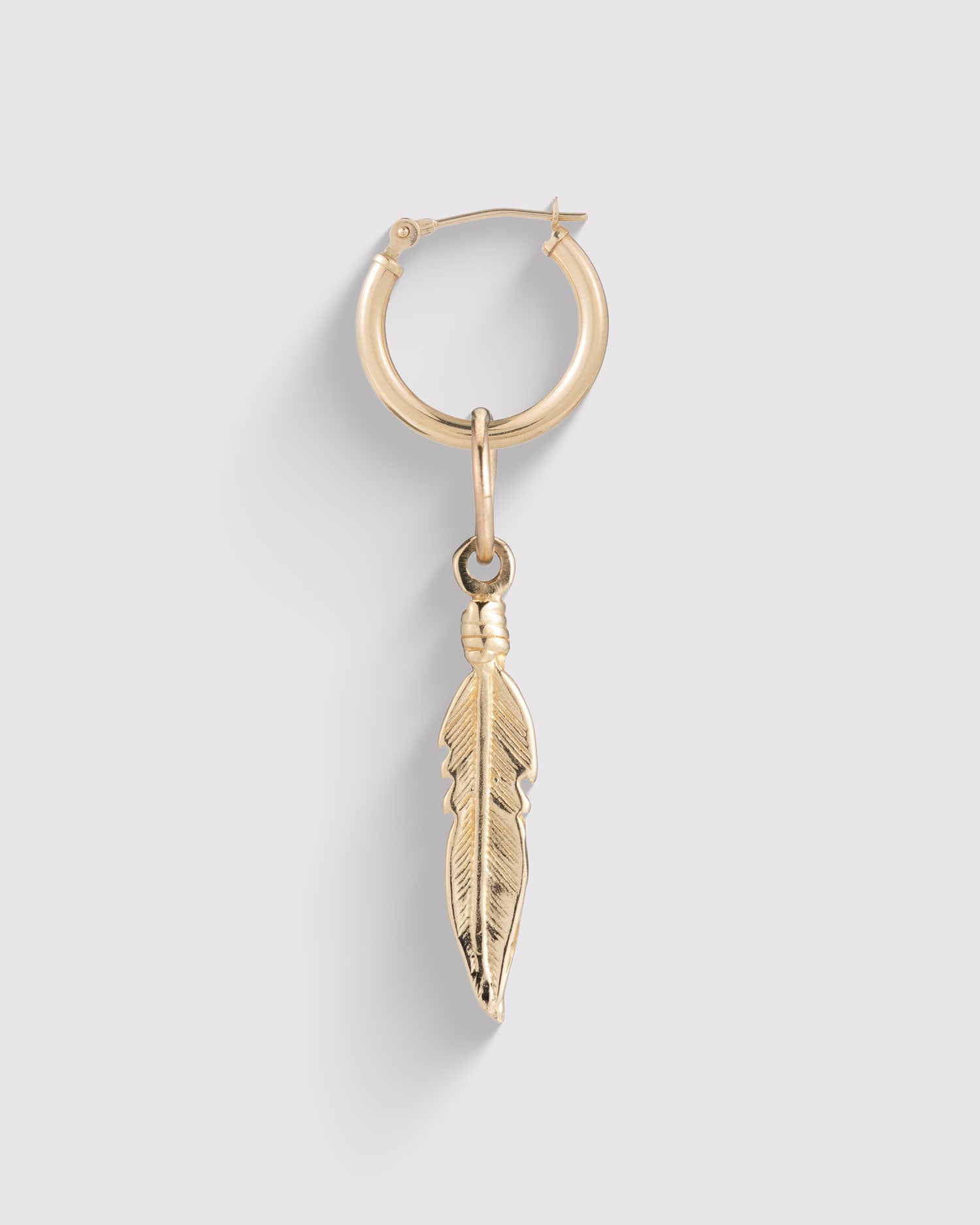 Feather Pendant Earring - Gold
