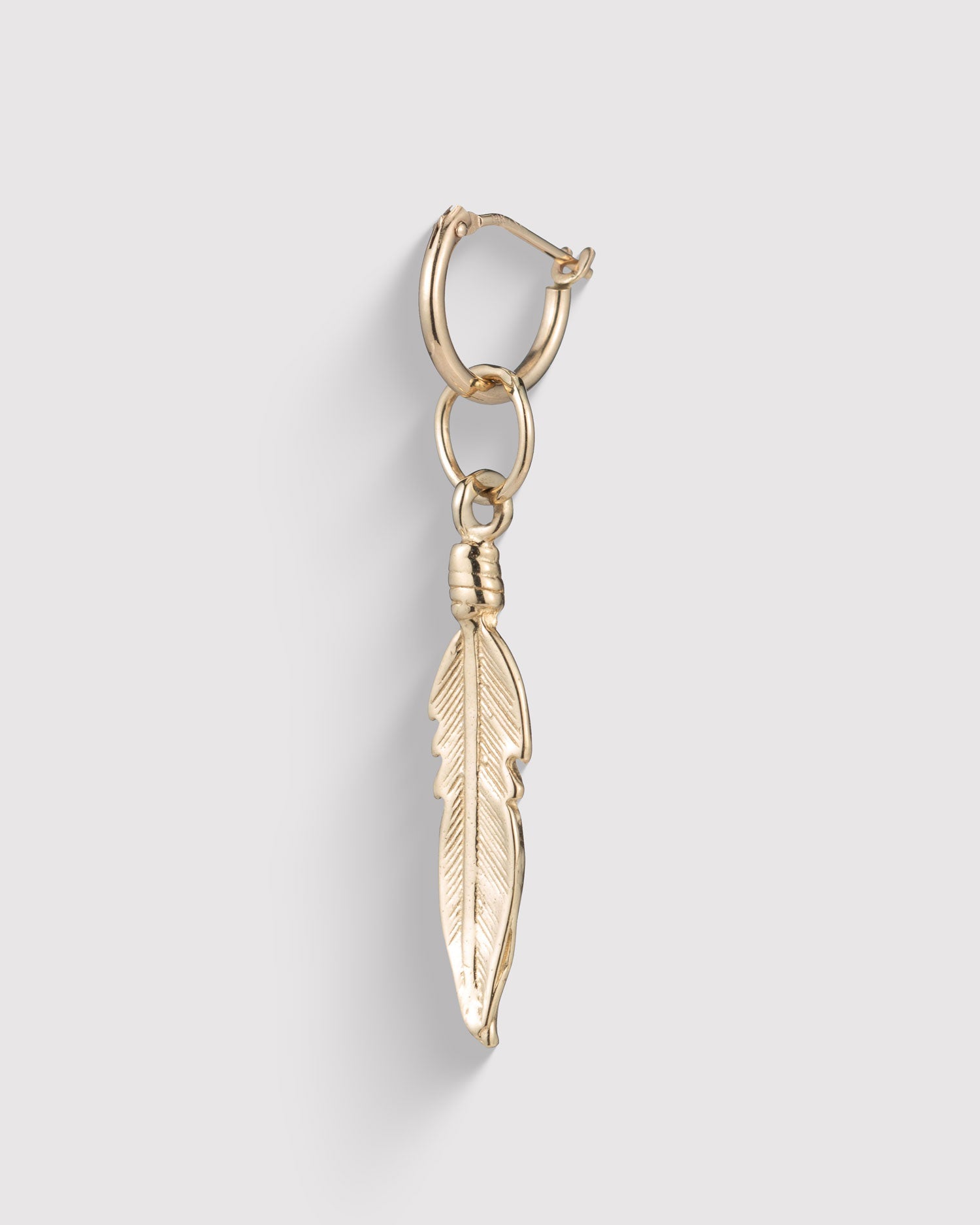 Feather Pendant Earring - Gold