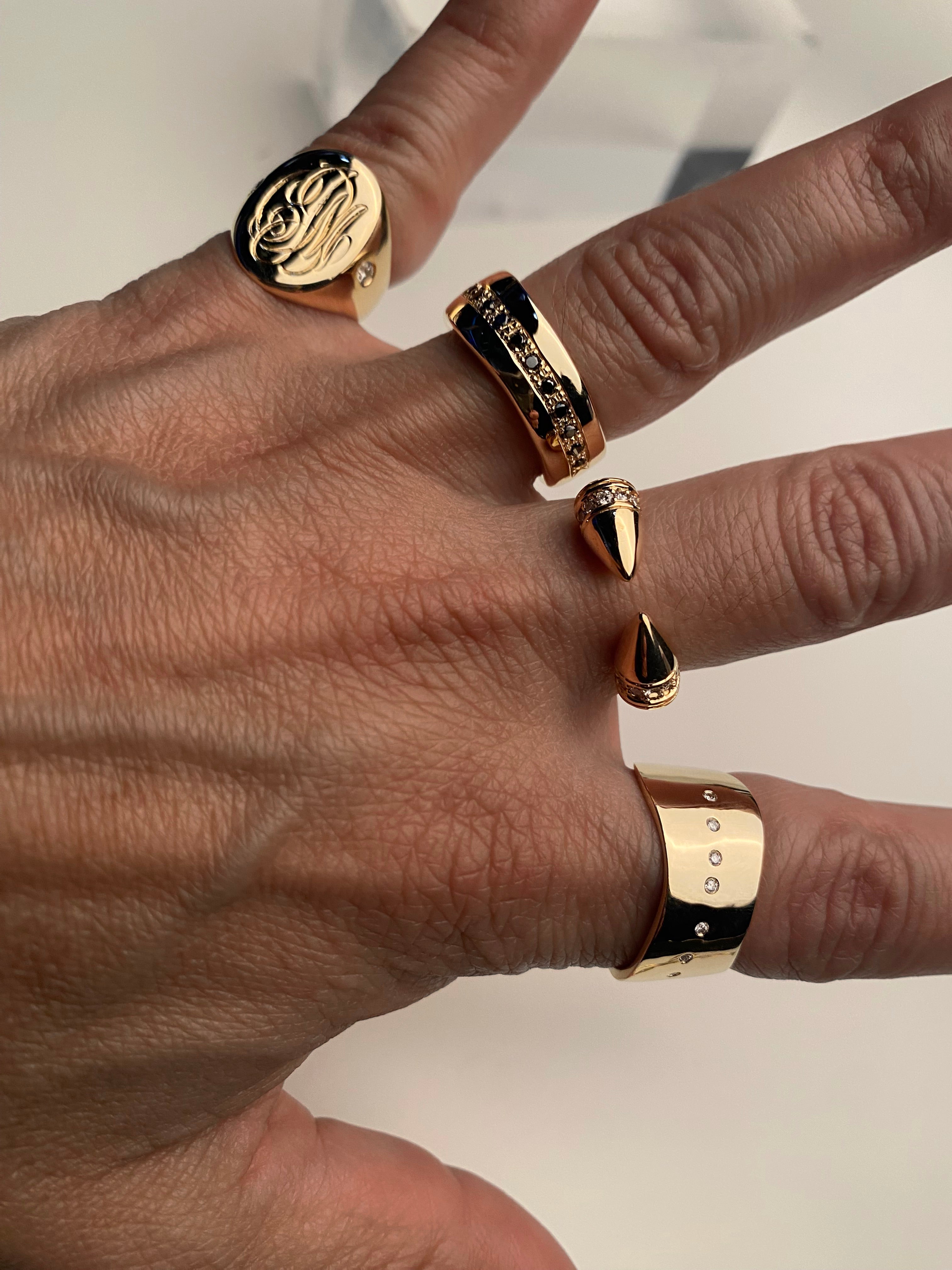 Power Ring With Diamond Pavé - Gold