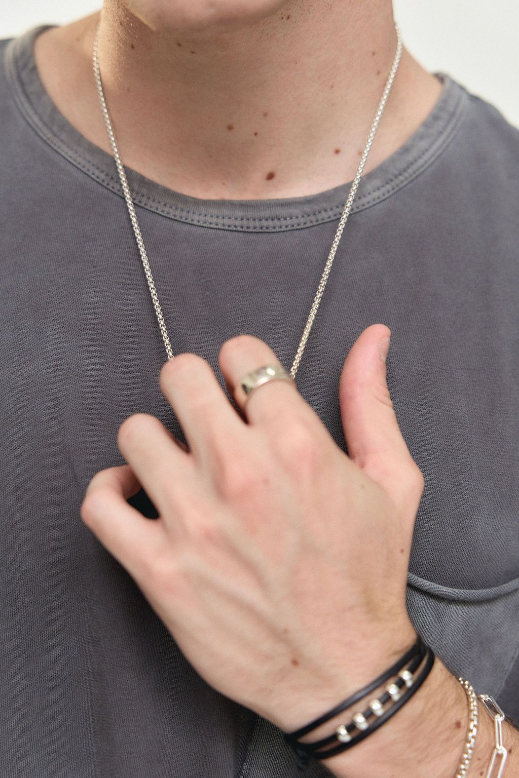 Men's Medium Box Chain Necklace - Silver