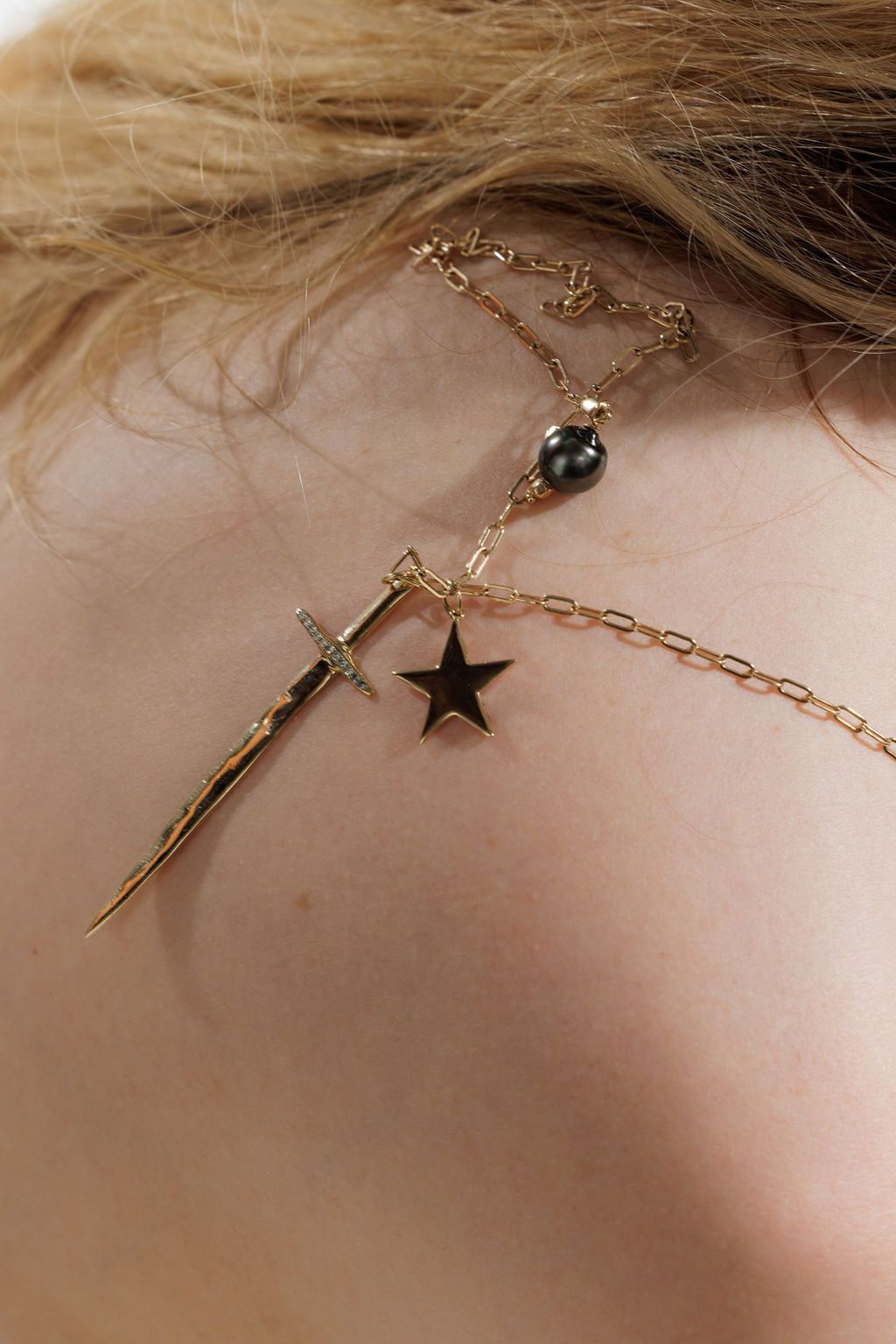 Raw Sword Pendant - Gold