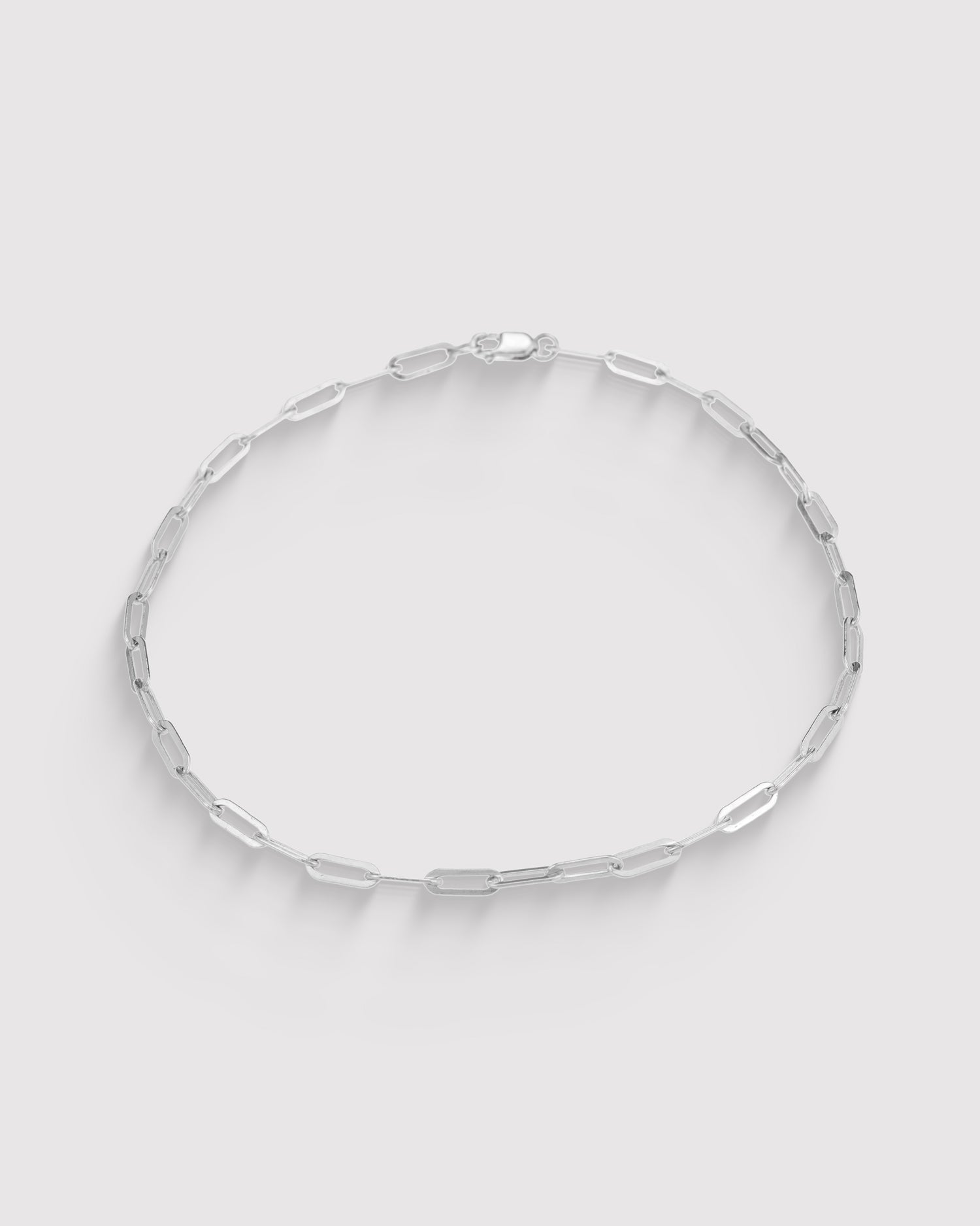 Micro Rectangle Chain Anklet - Sterling Silver