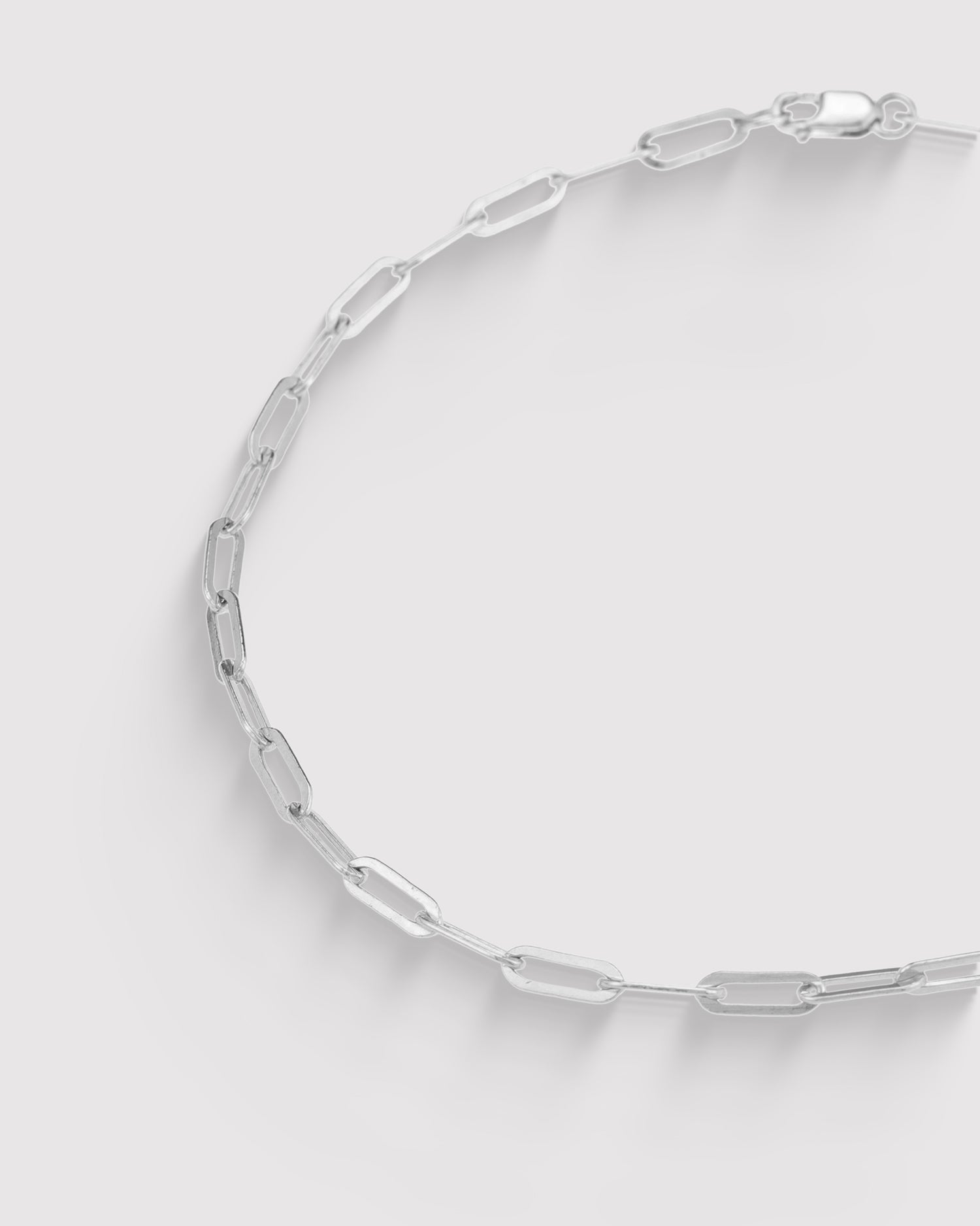 Micro Rectangle Chain Anklet - Sterling Silver
