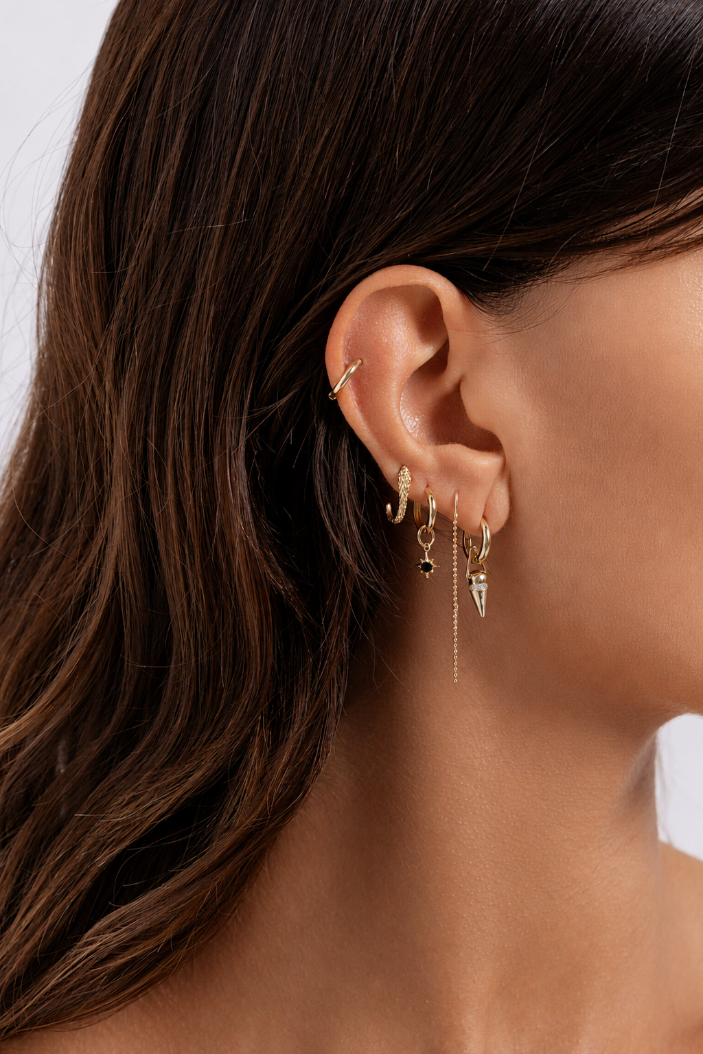 Mini North Star Pendant Earring - Black Diamond