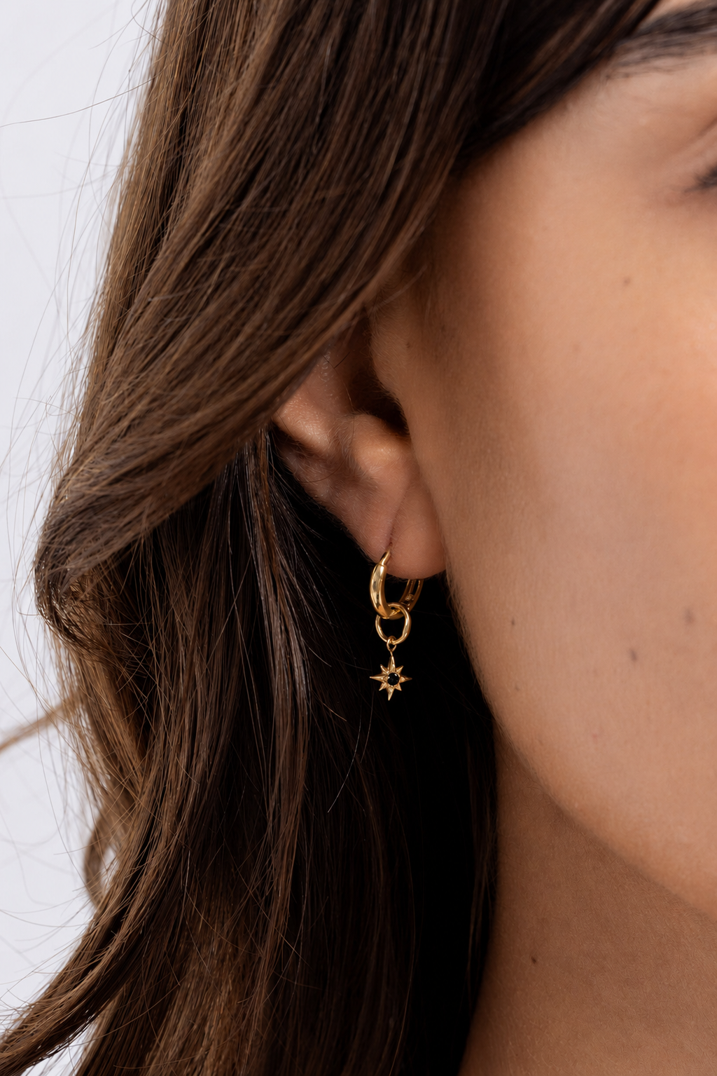 Mini North Star Pendant Earring - Black Diamond