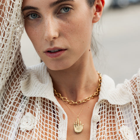 alternate image of Raw Hand Pendant - 14K Gold Plated