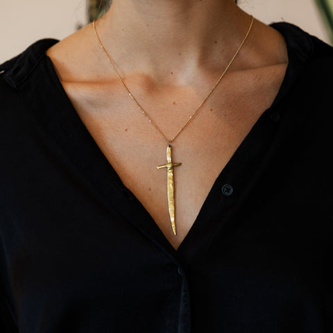 alternate image of Raw Sword Pendant - 14K Gold Plated