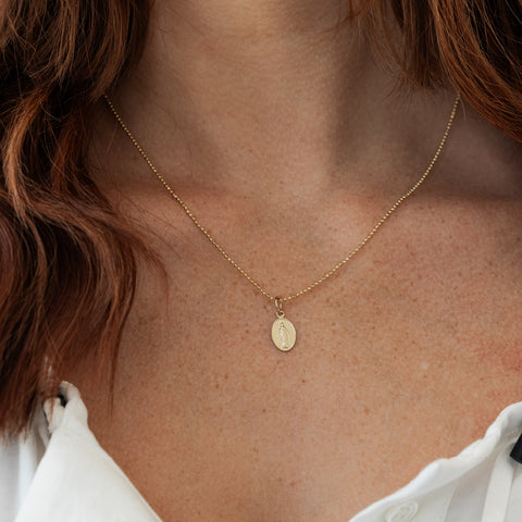 alternate image of The Virgin of Miracles Oval Pendant - Gold