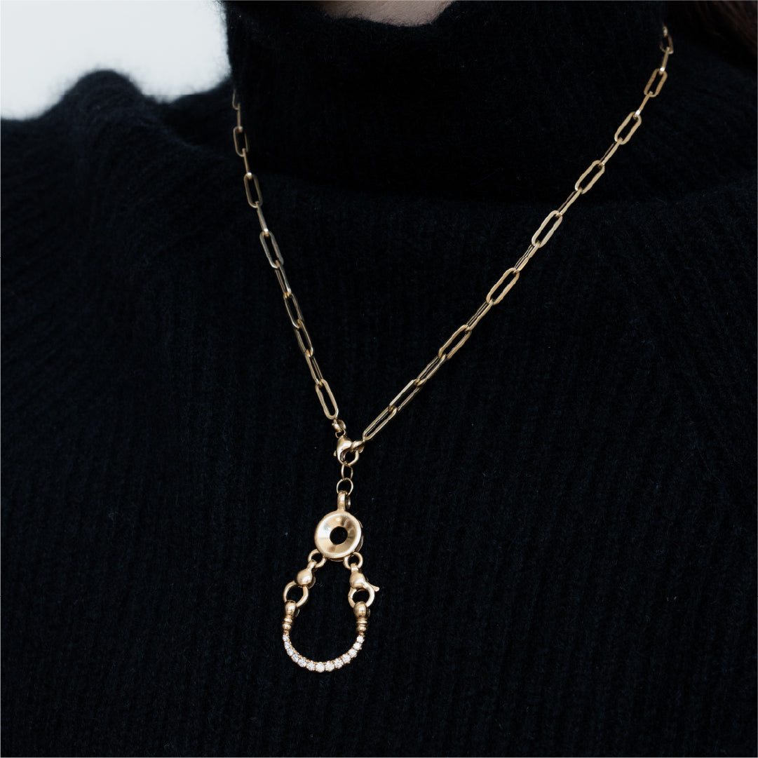 Diamond Horseshoe Locket - Gold