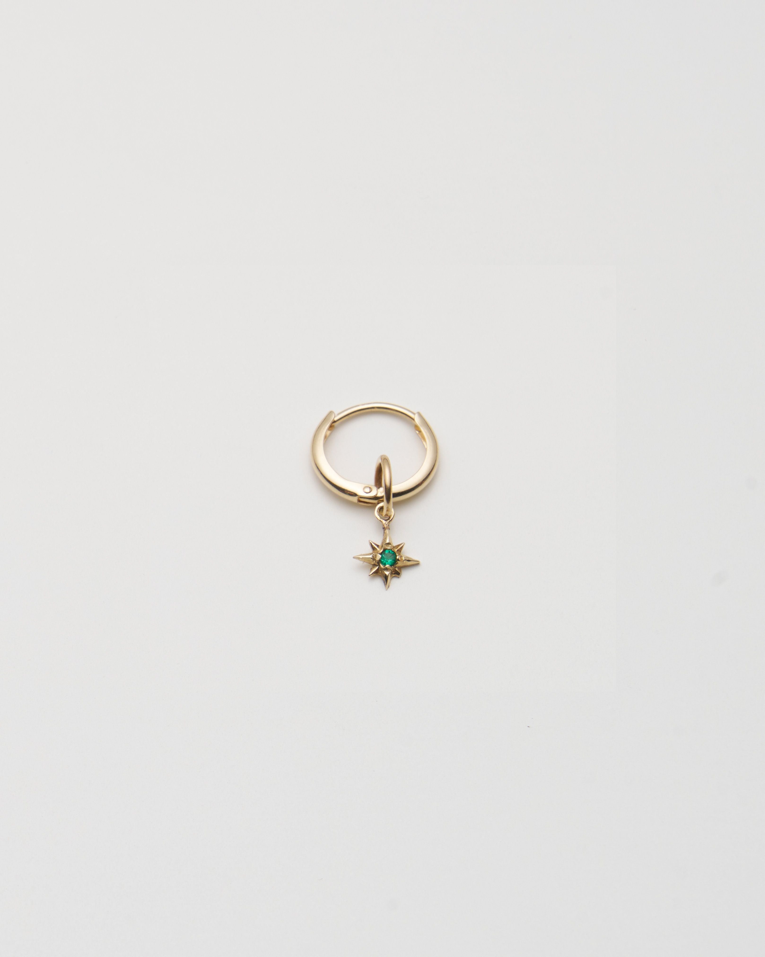 Mini North Star Pendant Earring - Emerald