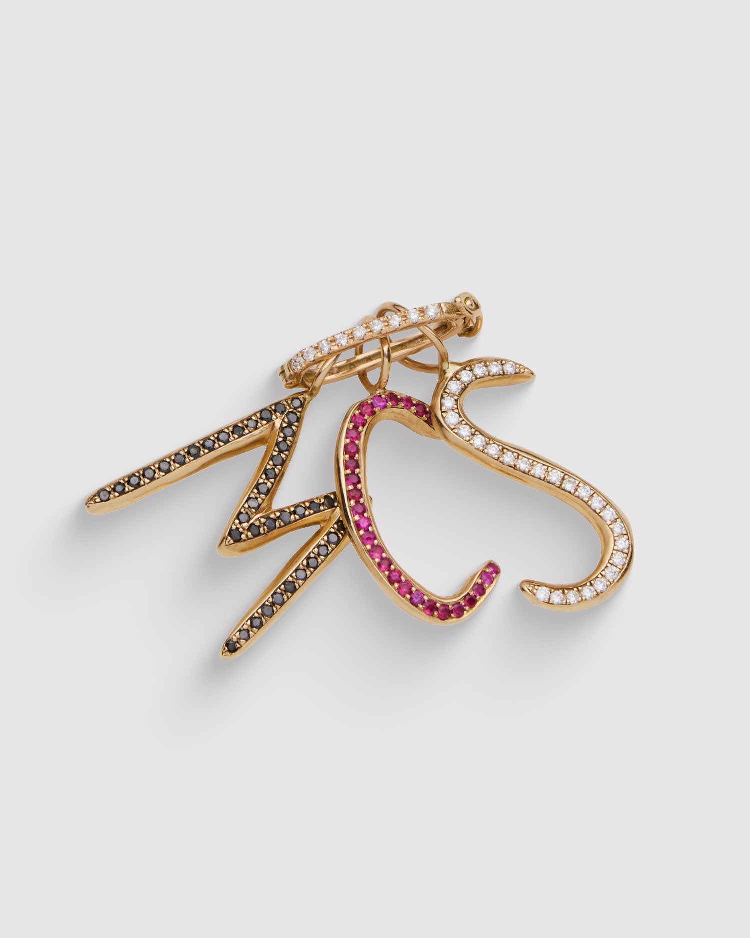 Ruby Pavé Raw Letter - Gold