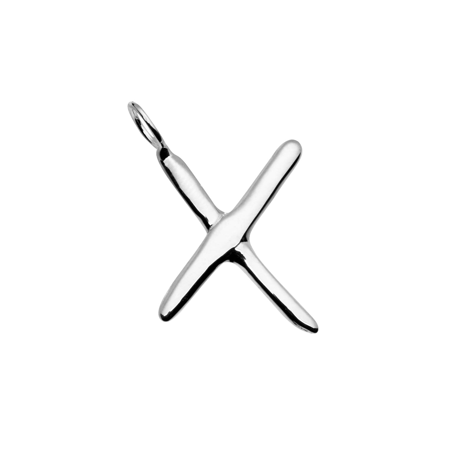 Raw Letter X - Sterling Silver