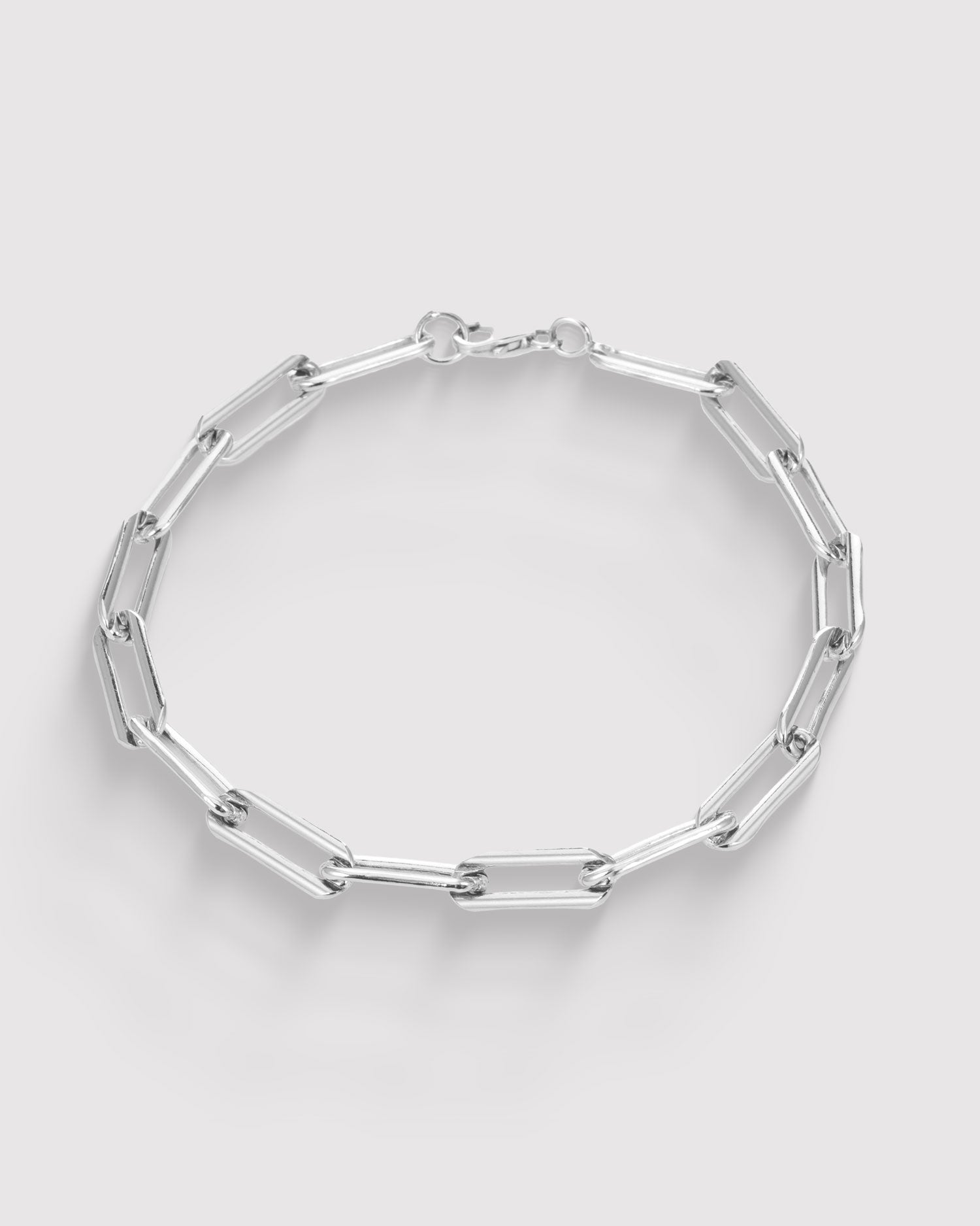 Rectangle Link Chain Bracelet - Sterling Silver