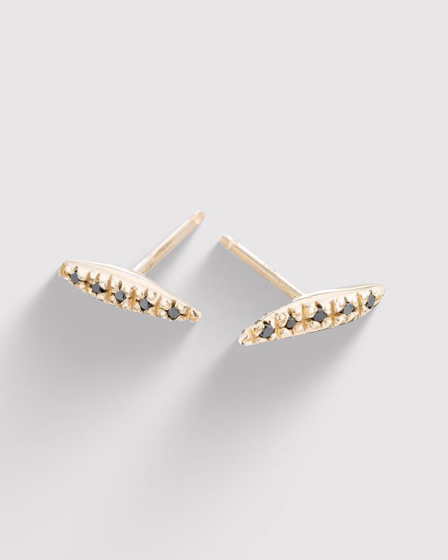 Raw Earrings With Black Diamond Pavé - Gold