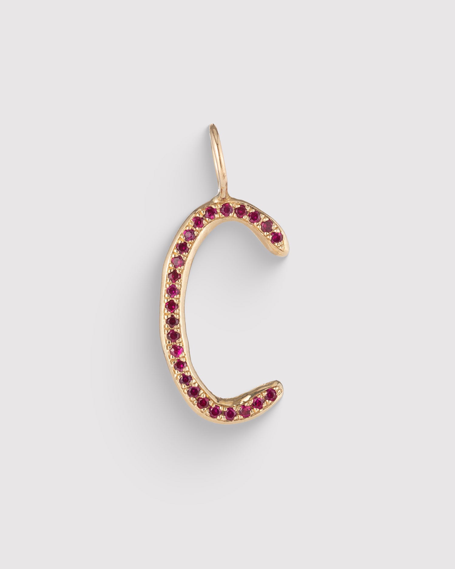Ruby Pavé Raw Letter - Gold
