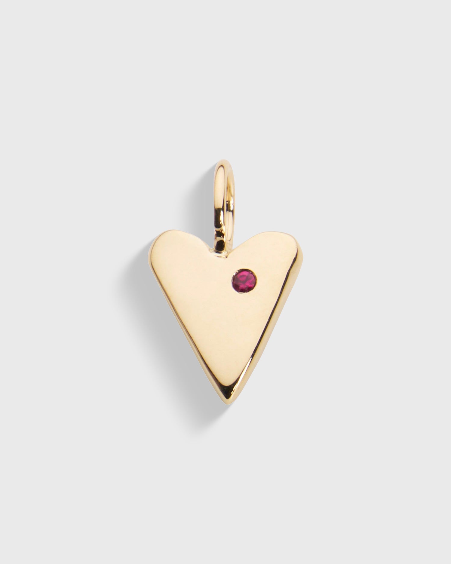 Raw Ruby Small Heart Pendant - Gold
