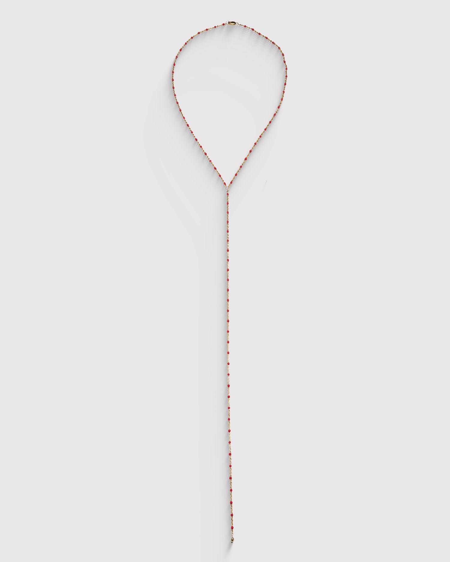 Red Enamel Lariat - 14K Gold Filled