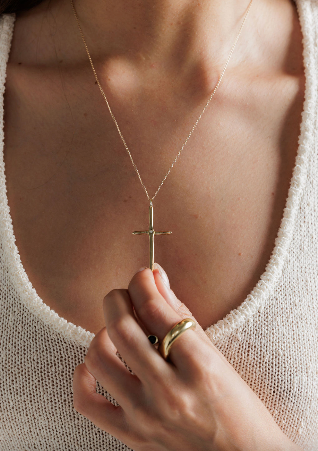 Raw Long Cross with Diamond