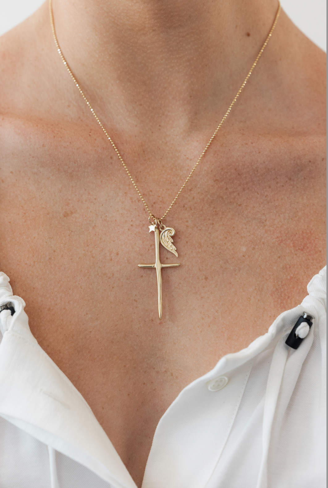 Raw Long Cross Necklace