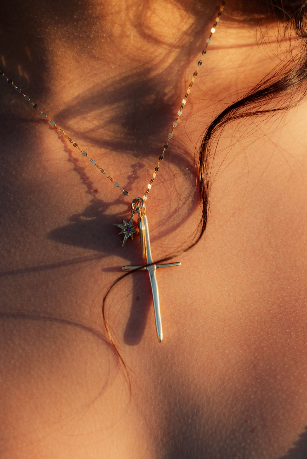 Raw Long Cross Pendant