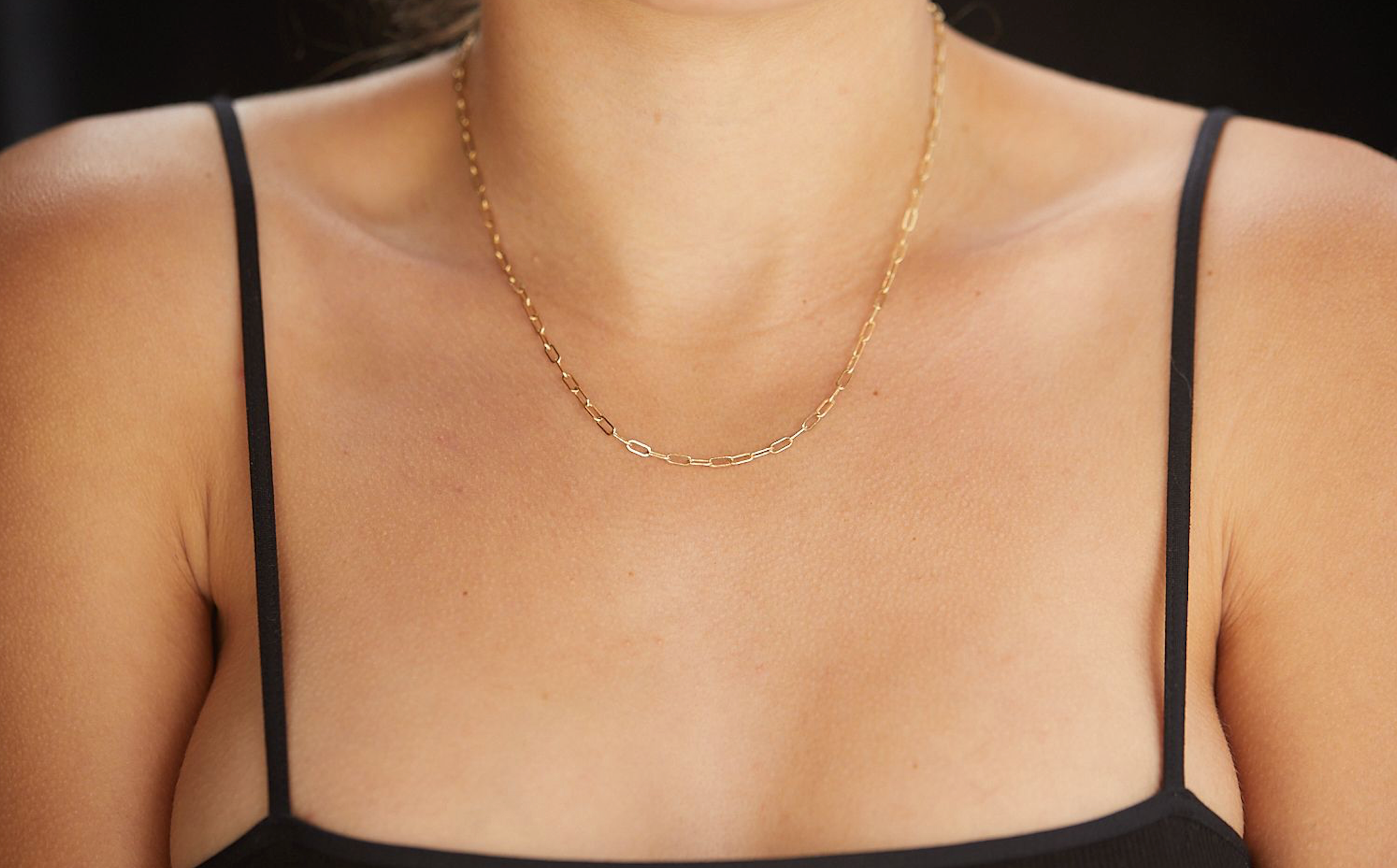 Mini Rectangle Fine Necklace - Gold