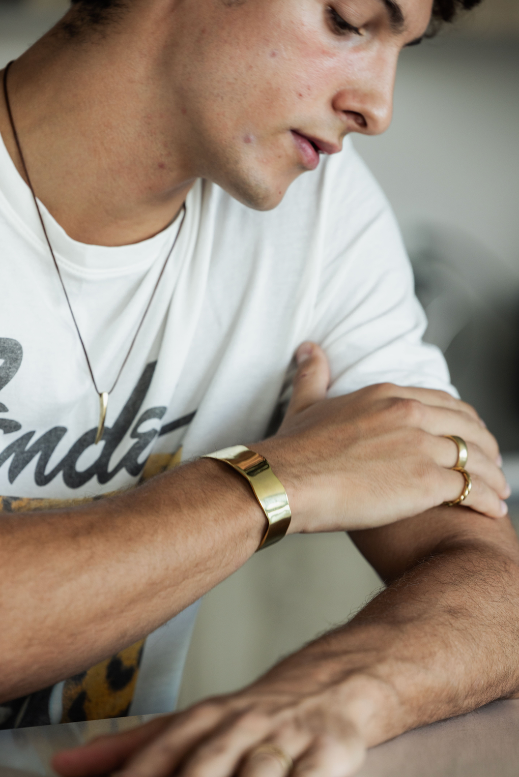 Men's Raw Organic Cuff - 14K Gold Plated
