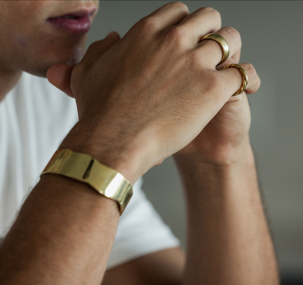 Men's Raw Organic Cuff - 14K Gold Plated