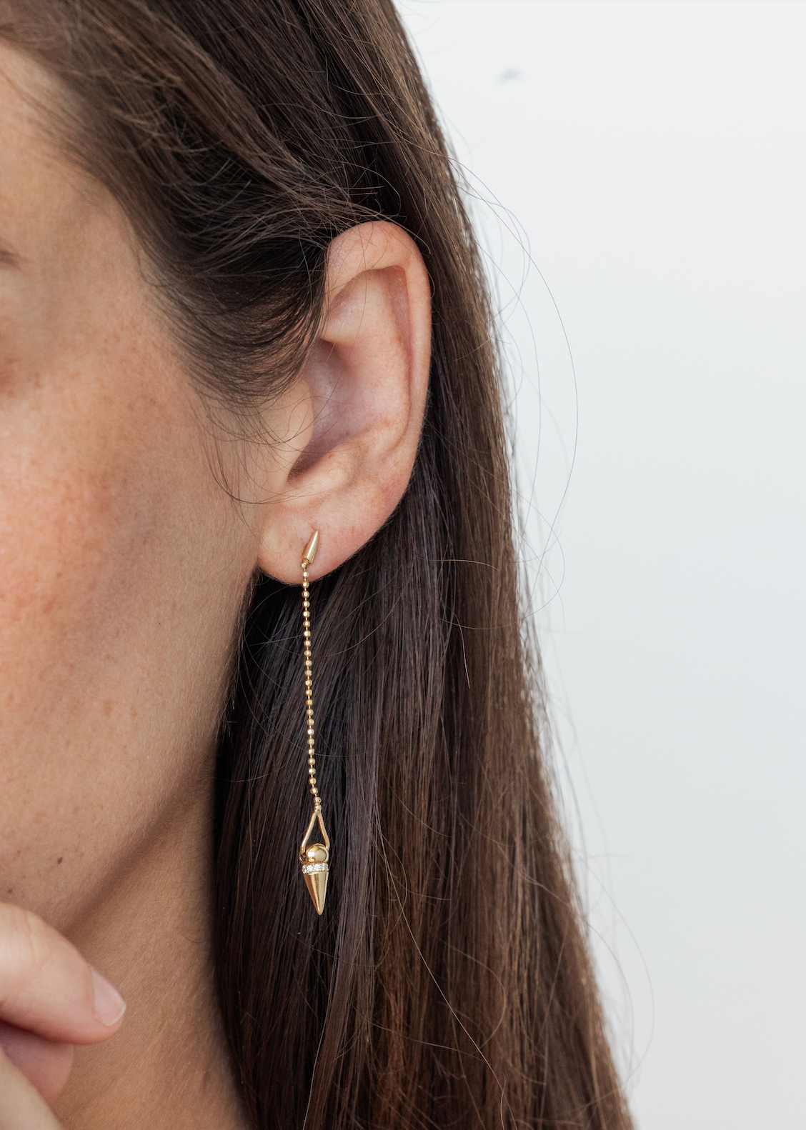 Diamond Spike Drop Earrings - Gold