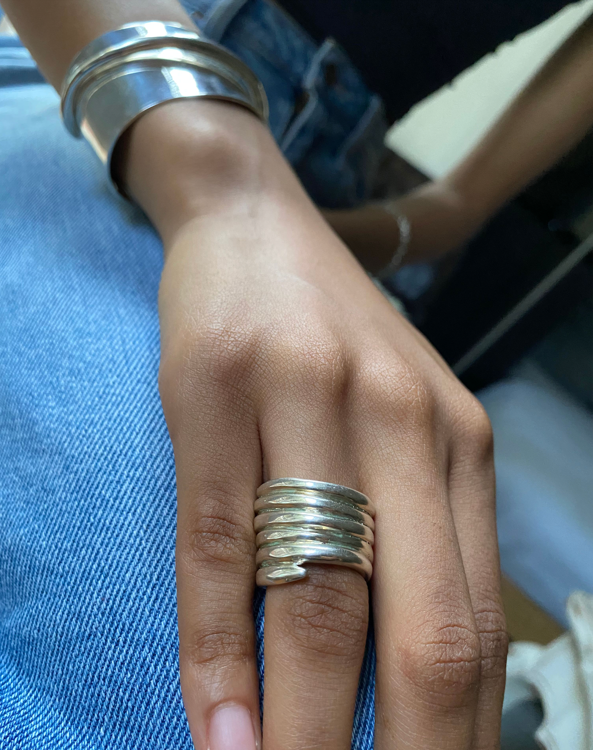 Raw Chunky Snake Ring - Sterling Silver
