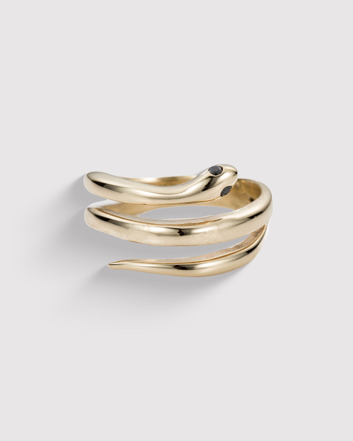 Black Diamond Snake Ring - Gold