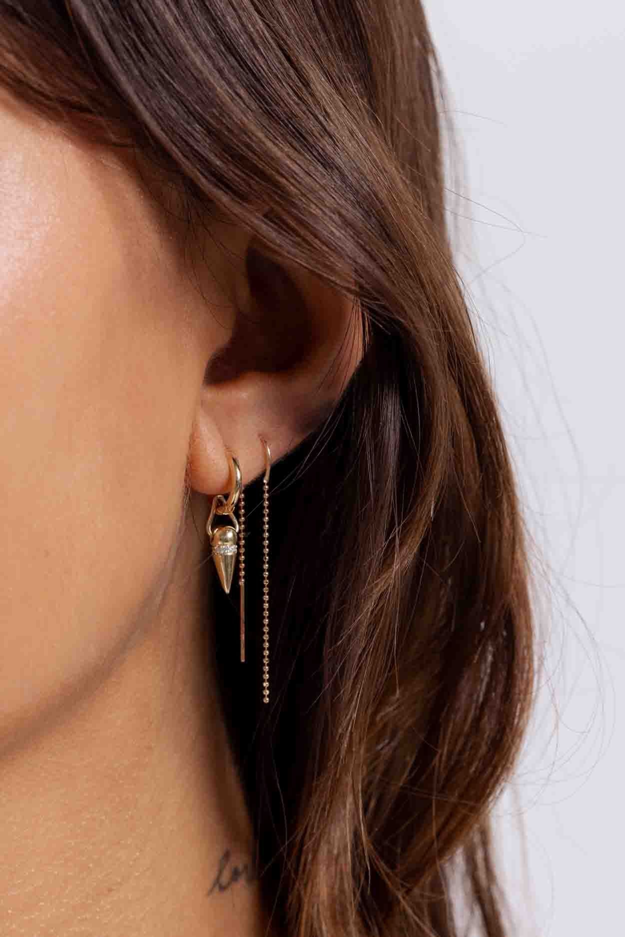 Diamond Spike Hoop Earrings - GOLD