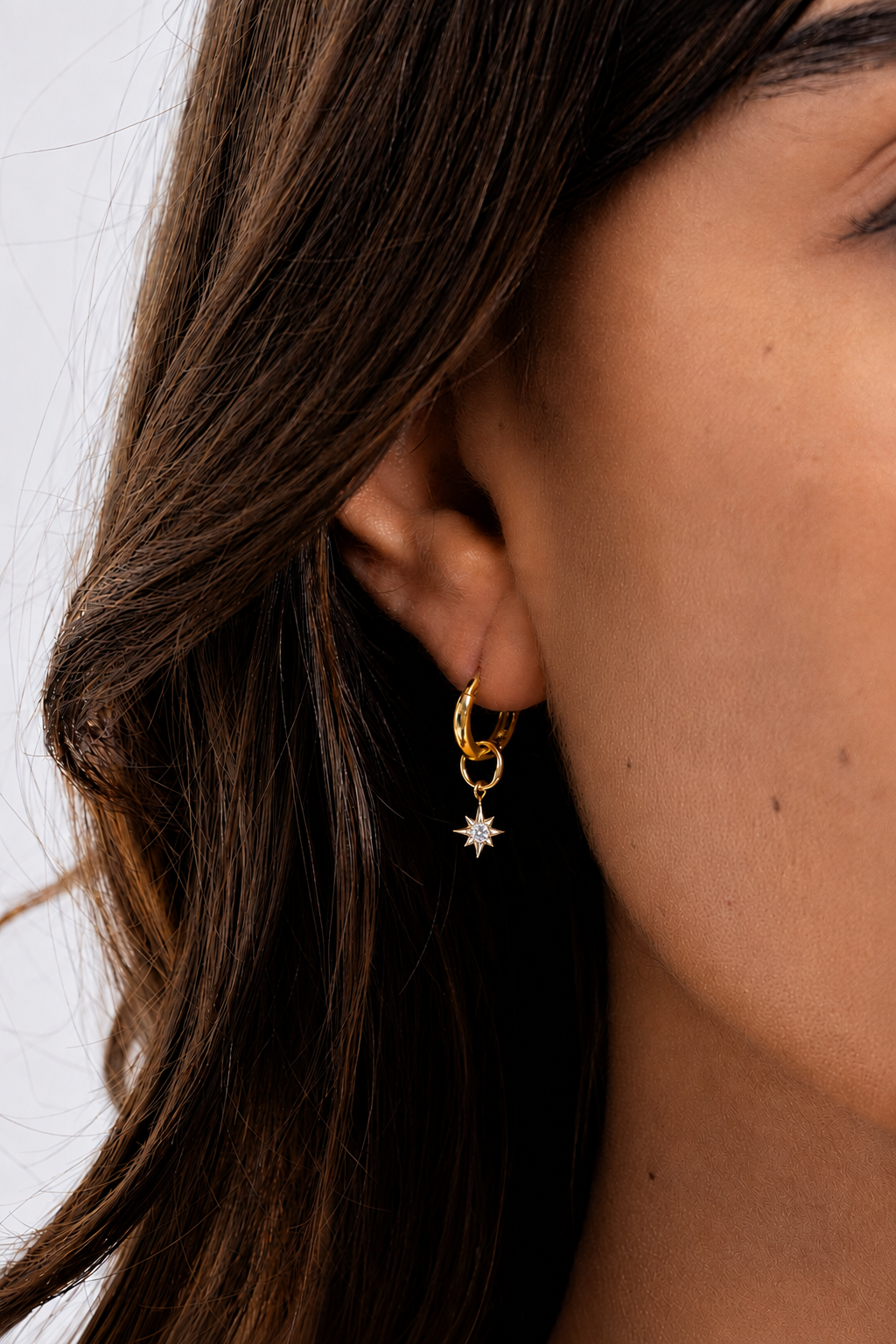 Mini North Star Pendant Earring - Diamond