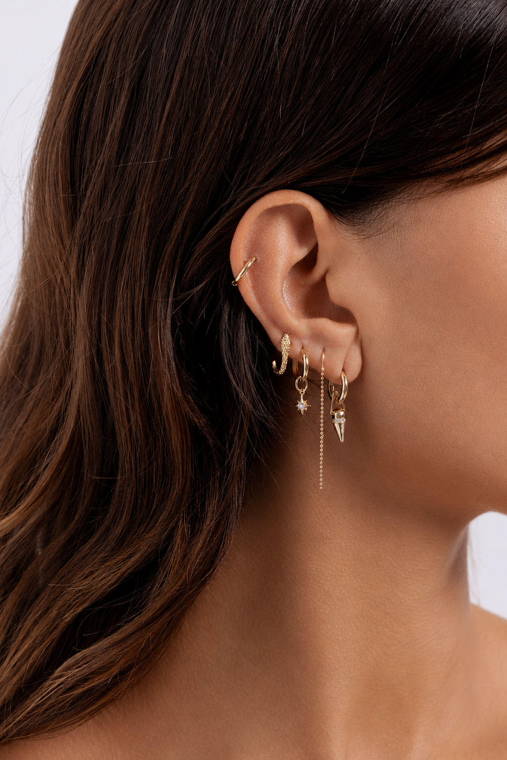 Mini North Star Pendant Earring - Diamond