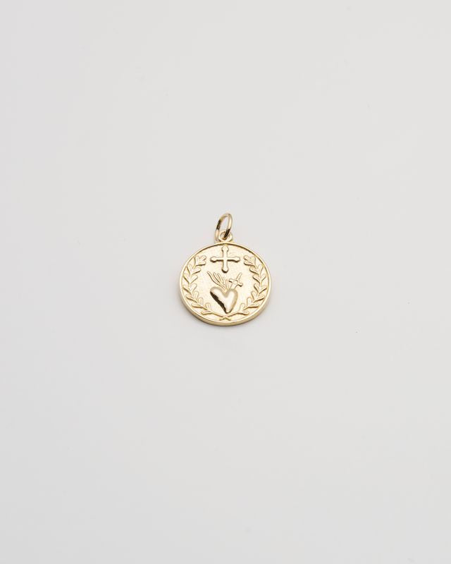 Sacred Heart Medal Pendant - Gold