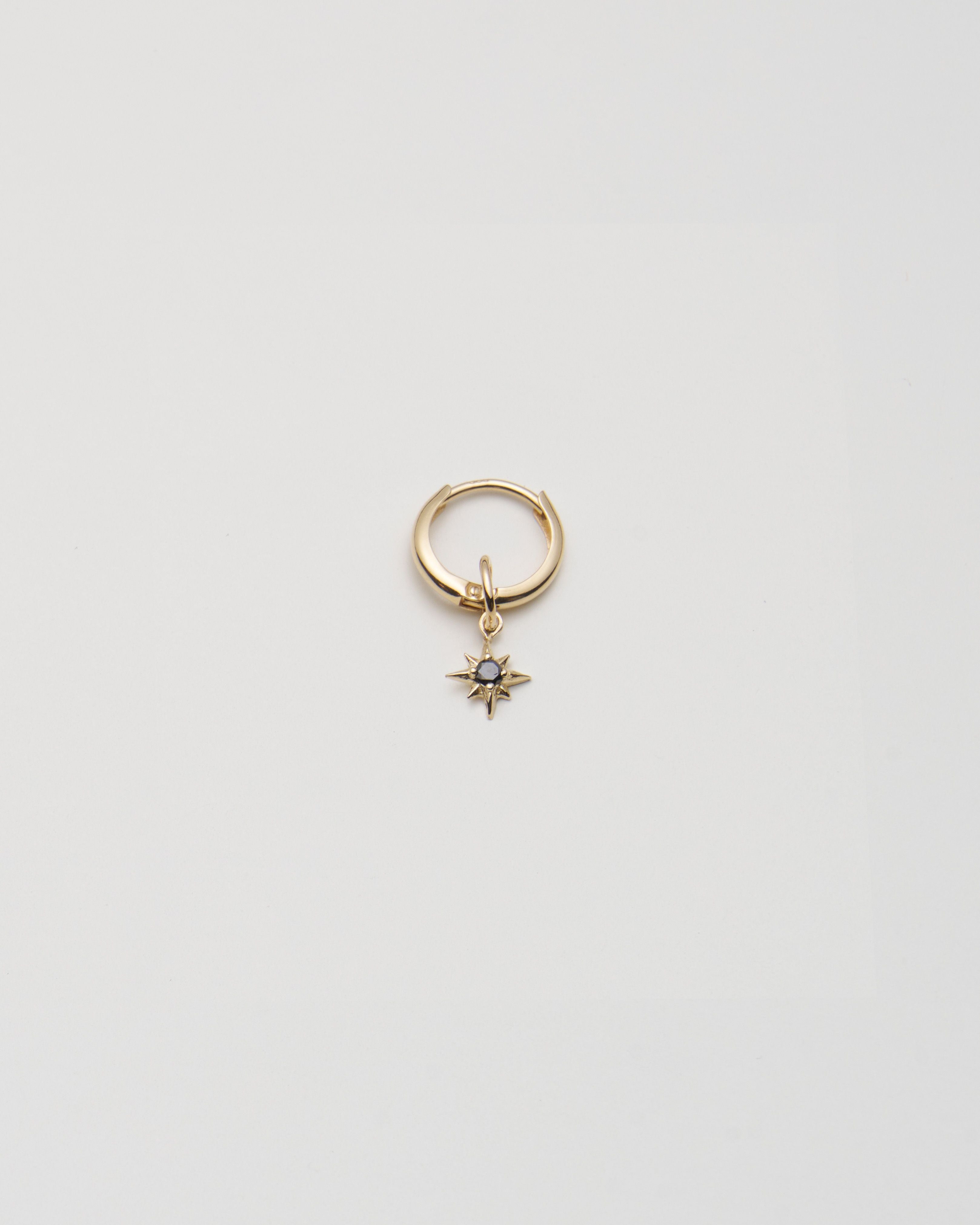 Mini North Star Pendant Earring - Black Diamond