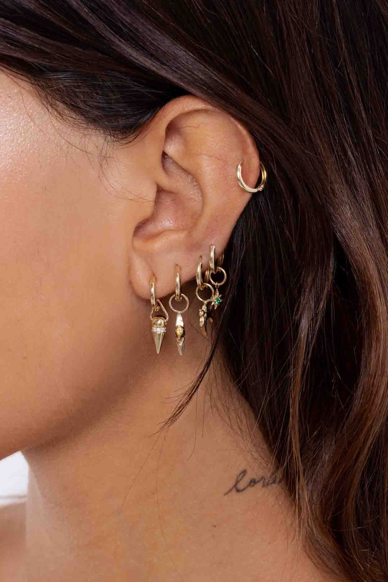 Mini North Star Pendant Earring - Emerald