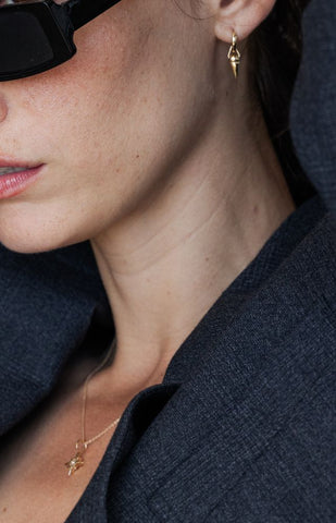 alternate image of Spike Hoop Earrings - Gold