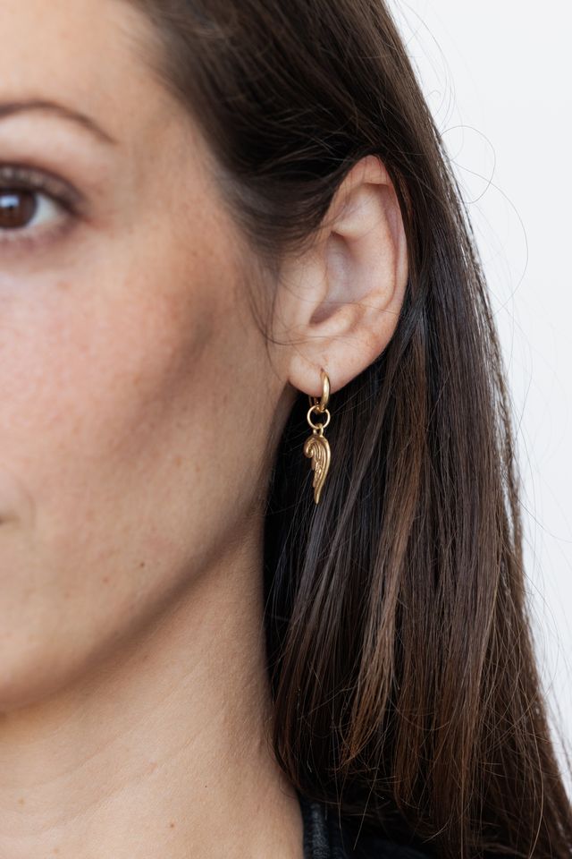 Angel Wing Pendant Earring - Gold