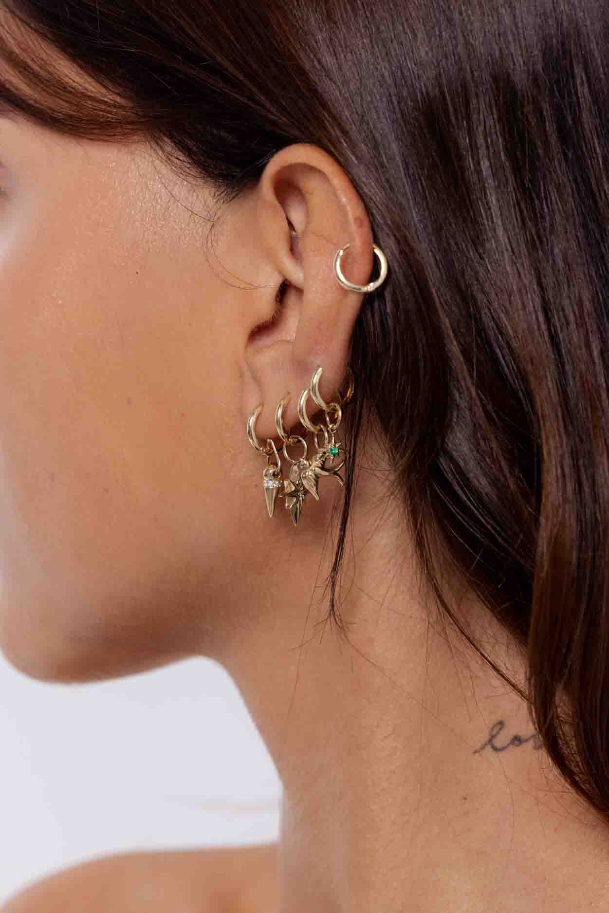 Mini North Star Pendant Earring - Emerald