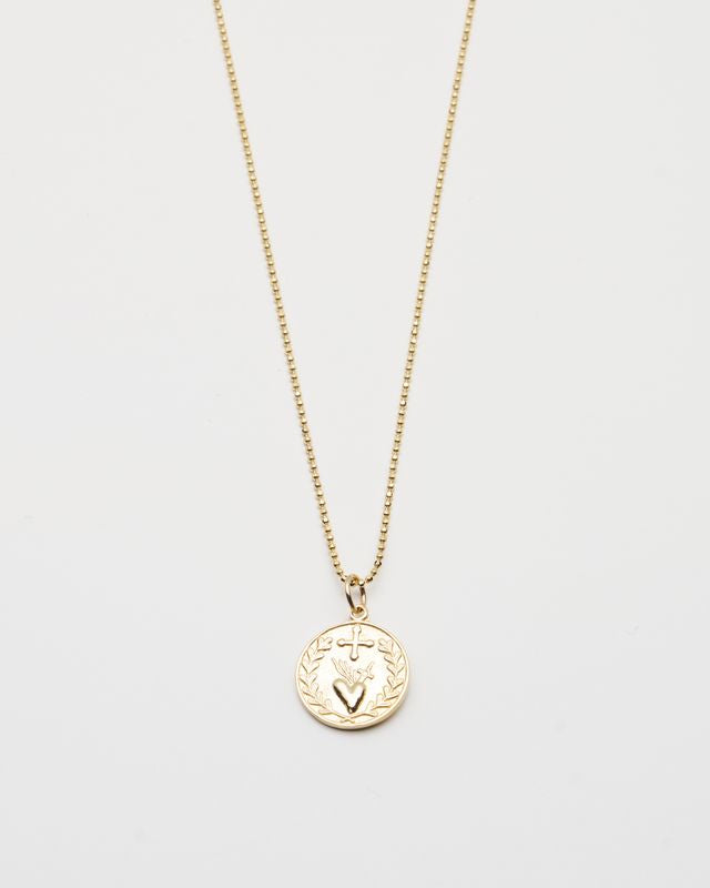 Sacred Heart Medal Pendant - Gold