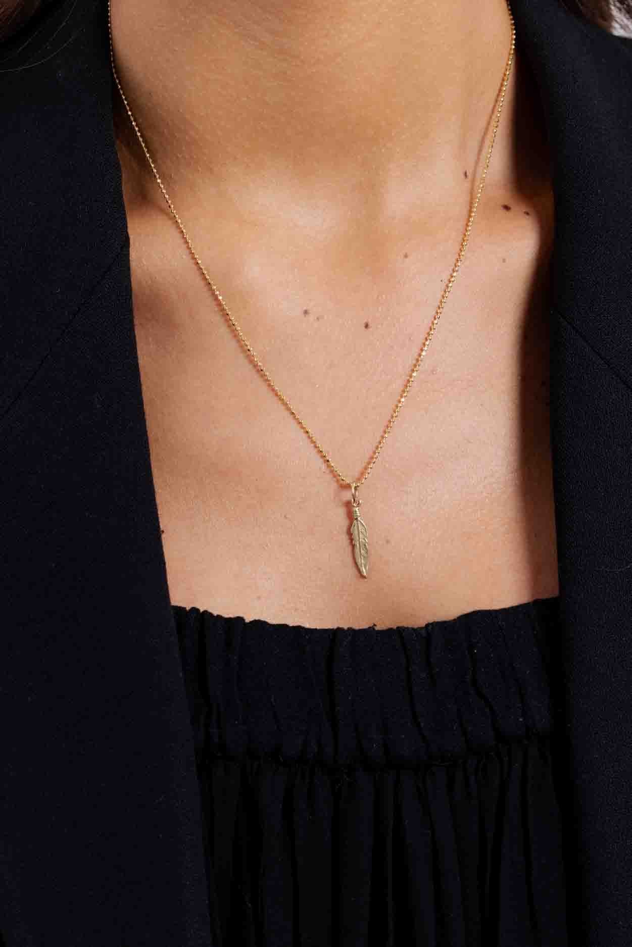 Feather Pendant - Gold