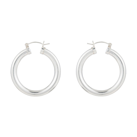 alternate image of Hollow Thick Hoops - Sterling Silver