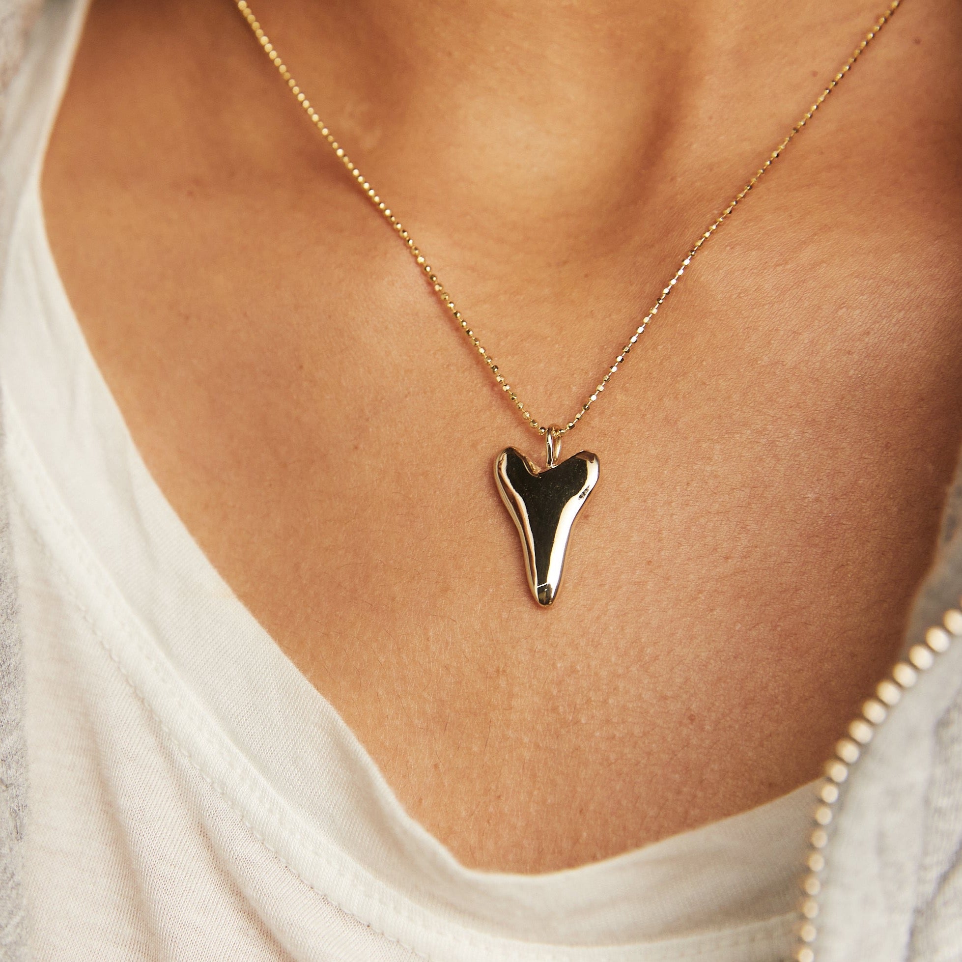 Raw Large Heart Pendant - Sterling Silver