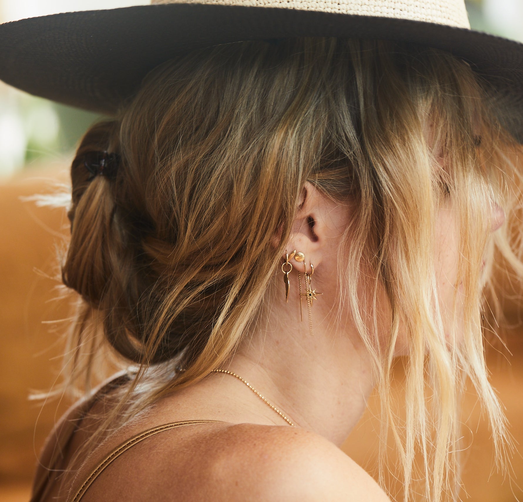 North Star Pendant Earring - Gold