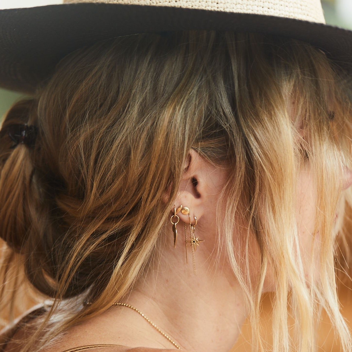 North Star Pendant Earrings - Gold