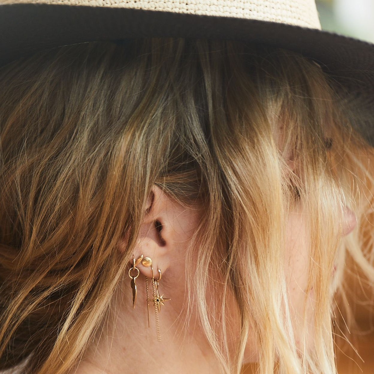 Raw Flat Disc Earrings - Gold