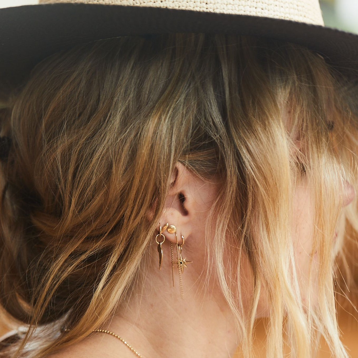 Drop Chain Earrings - Gold