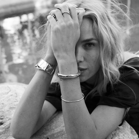 alternate image of Raw Extra Thin Cuff - Sterling Silver