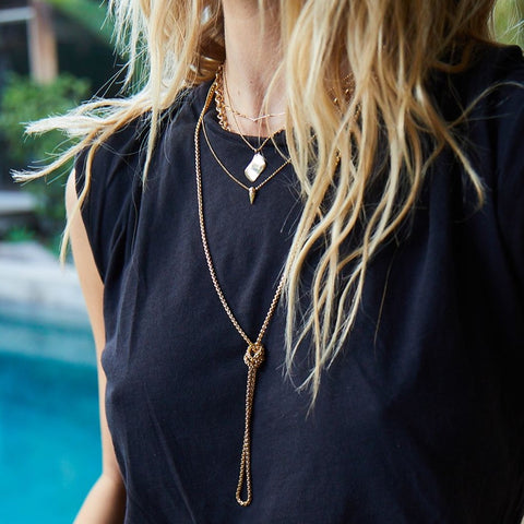 alternate image of Spike Necklace with Diamonds - Gold