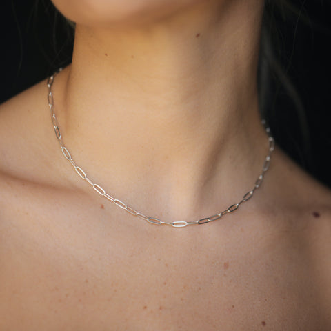 alternate image of Micro Rectangle Chain Choker - Sterling Silver